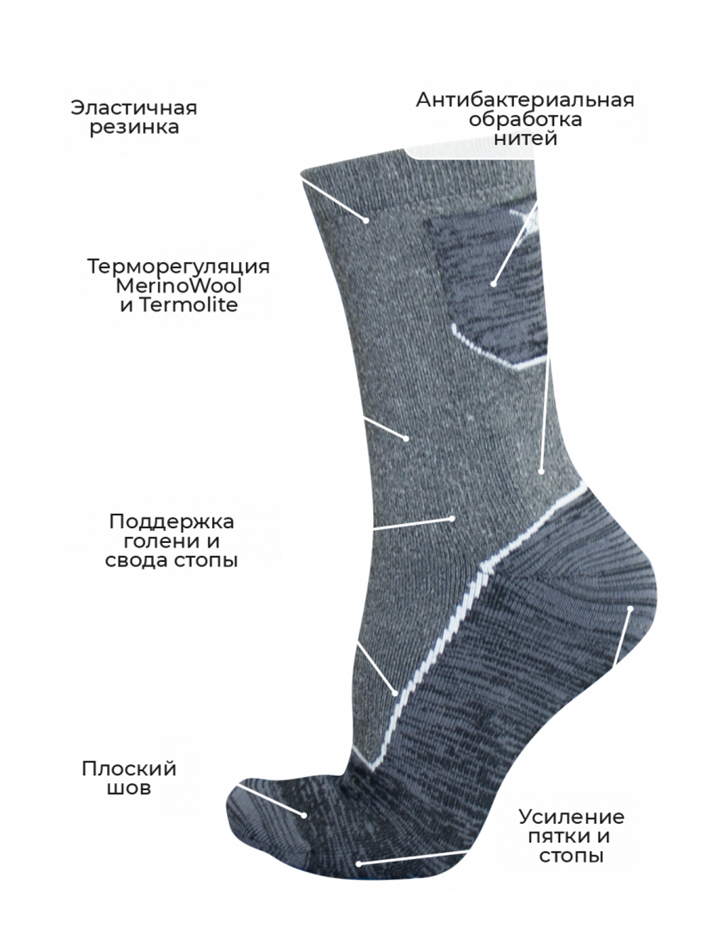 носки TALBERG, Explorer Thermolite -10°C, цвет серый, размер 36-38
