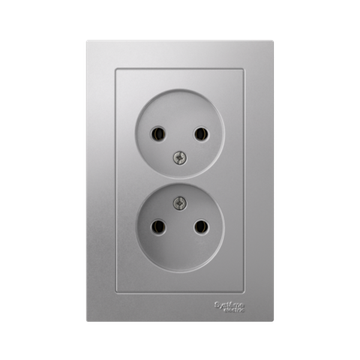 Розетка 2-м СП AtlasDesign 16А IP20 без заземл. в сборе алюм. SE ATN000320