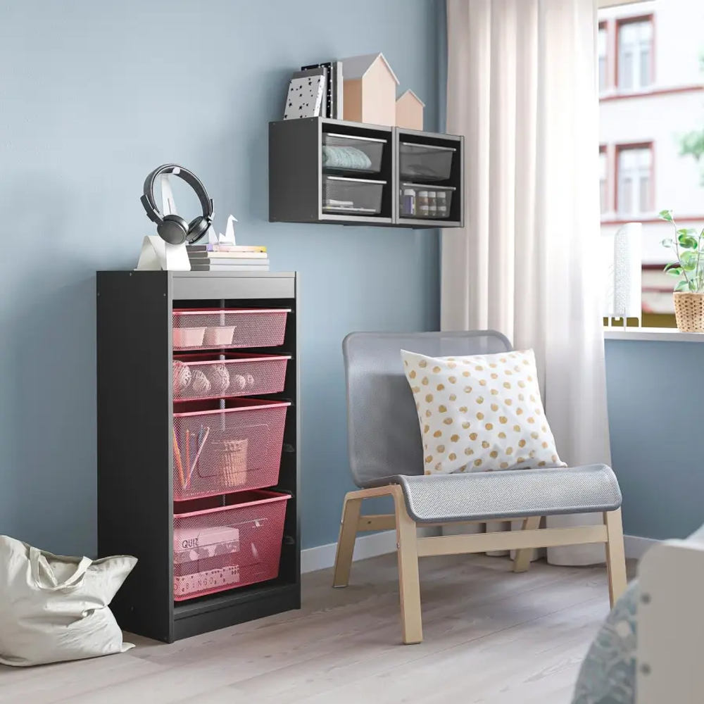 Стеллаж - IKEA TROFAST, 93х44х56 см, серый/ярко-красный, ТРУФАСТ ИКЕА