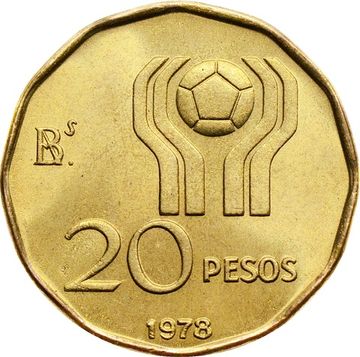 20 песо 1978 Аргентина «Чемпионат мира по футболу, Аргентина 1978»