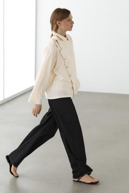 Massimo Dutti Струящаяся рубашка асимметричного кроя с пуговицами, бежевый