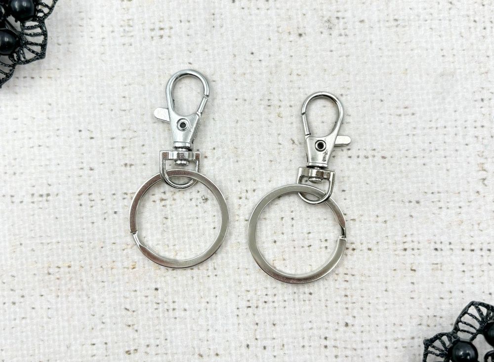 Карабин с плоским кольцом для ключей и брелоков, р. 35 мм, d 25 мм, никель