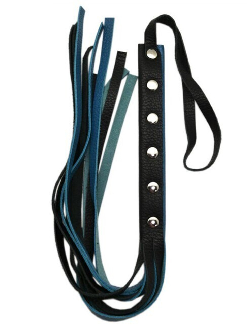 Флогер черно-бирюзовый из натуральной кожи (Цвет: черный, бирюзовый)