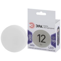 Лампа светодиодная ЭРА STD LED GX-12W-860-GX53 GX53 12Вт таблетка холодный дневной свет | Лампы cветодиодные Плоские (GX)