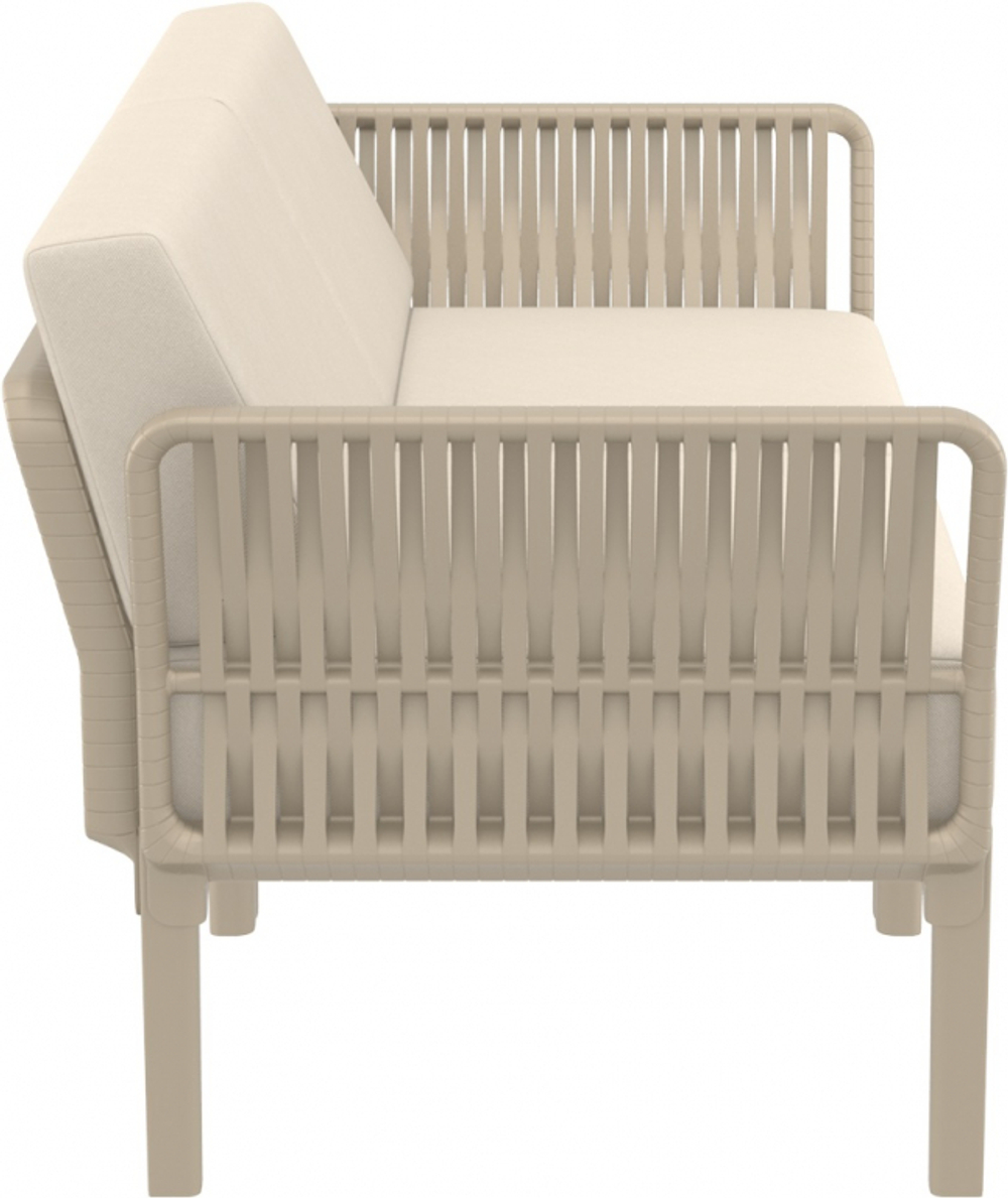 Диван пластиковый двухместный с подушками Siesta Contract Portofino Lounge, бежевый, бежевый