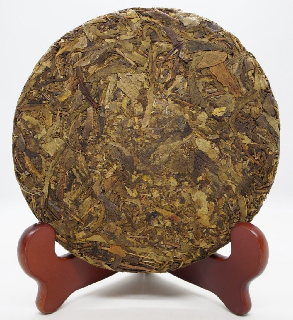 59283 Чай прессованный зеленый Пуэр Шэн "Сэнчжун, Золотой Лист", ци цзы бин 357гр