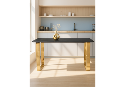 Керамический стол Woodville Селена 4 160х90 черный мрамор, золото