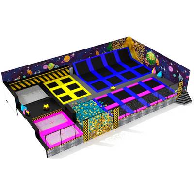 Батутная арена «Галактика» 22×14,5 м, 25 батутов, с поролоновой ямой и скалодромом
