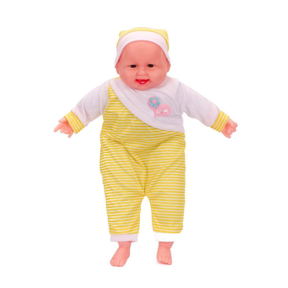 Пупс в комбинезоне и колпаке в полоску № 1 в упакет 16x39x10см. (Hand)