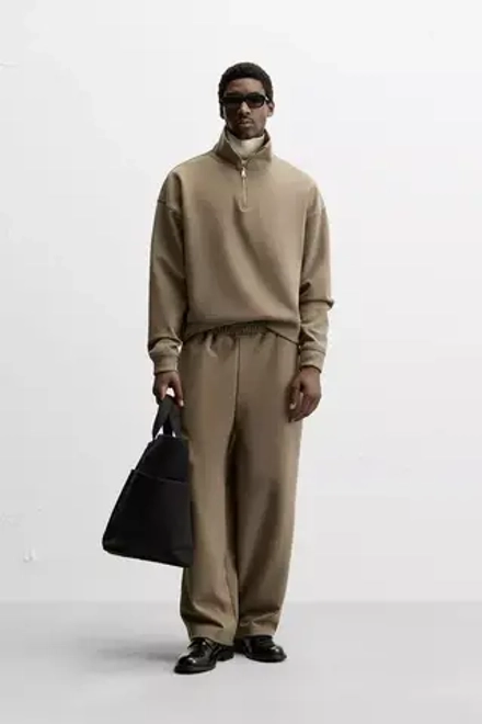 ZARA ТОЛСТОВКА КОМФОРТНОЙ ПОСАДКИ ИЗ ВЫСОКОТЕХНОЛОГИЧНОЙ ТКАНИ, ТЕМНЫЙ ХАКИ