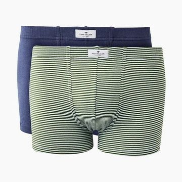 Мужские трусы боксеры набор из 2-х штук (темно-синие, зеленые в полоску) Tom Tailor 70475/6061 322