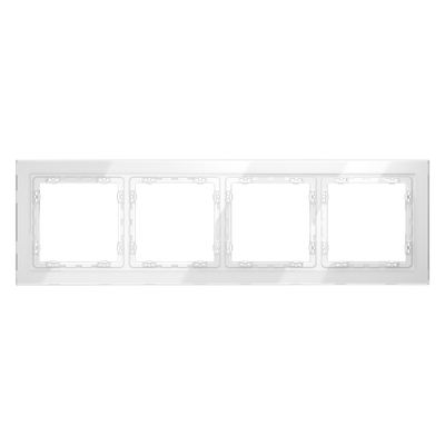 Рамка стеклянная VOLTUM S70 на 4 поста, (белый, стекло)