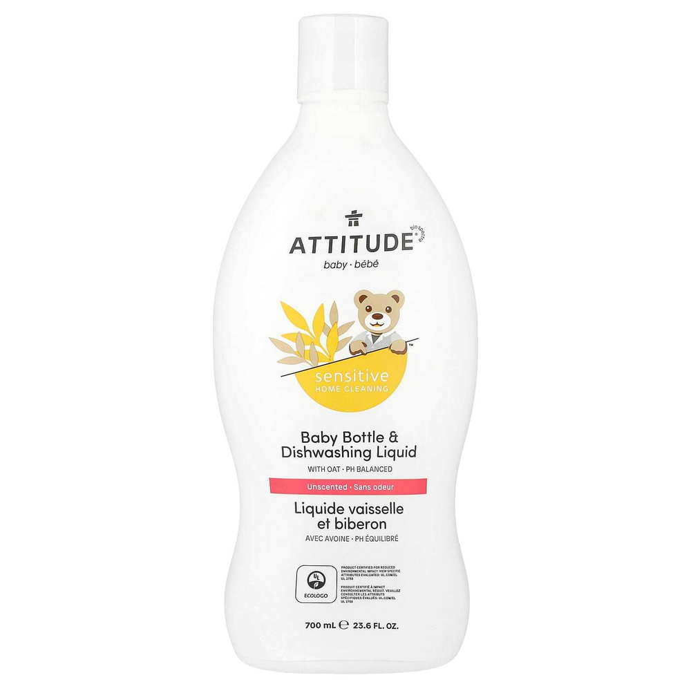 ATTITUDE, Baby, натуральное средство для мытья детских бутылочек и посуды, 700 мл (23,6 жидк. унц.)