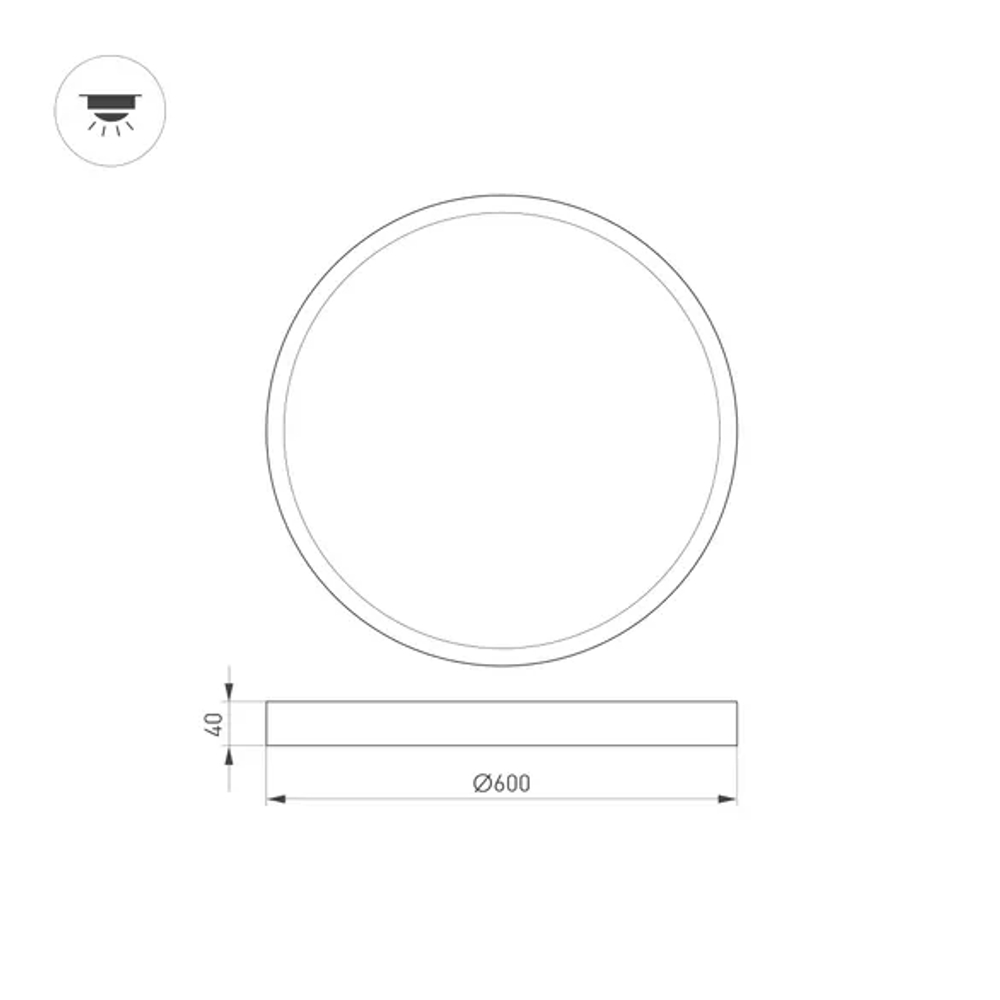 Светильник SP-BASIC-R600-48W Warm3000 (WH, 120 deg, 230V) (Arlight, IP40 Металл, 3 года) 020524(1)