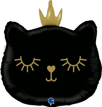 Шар (21''/53 см) Фигура, Котенок Принцесса, Черный, 1 шт.