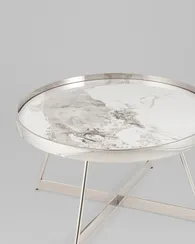 Журнальный столик Elica Ø80 см, керамика, хром