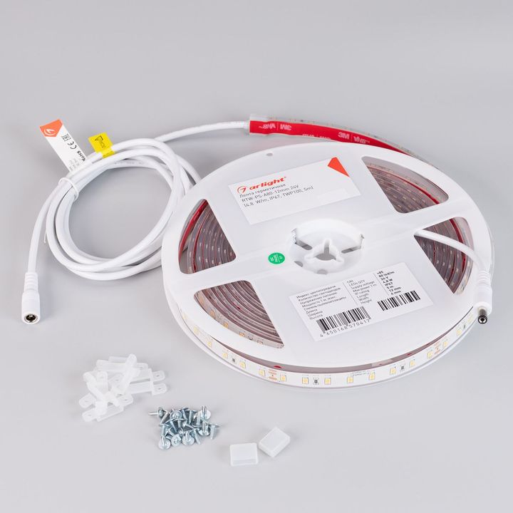 Светодиодная влагозащищенная лента Arlight 4,8W/m 80Led/m 2835SMD теплый белый 5M RTW-PS-A80-12mm 24V Warm3000 045163