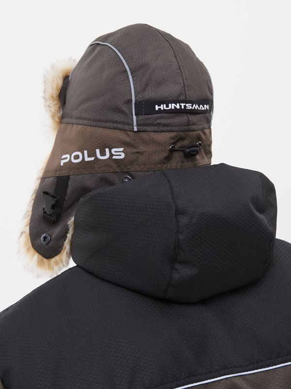 Шапка ушанка зимняя Полюс ткань Cell цвет Хаки