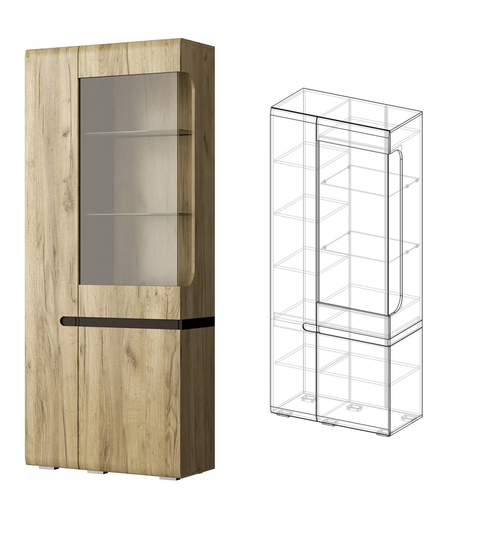 Шкаф витрина правая (440) Ультра серый крафт/дуб приморский