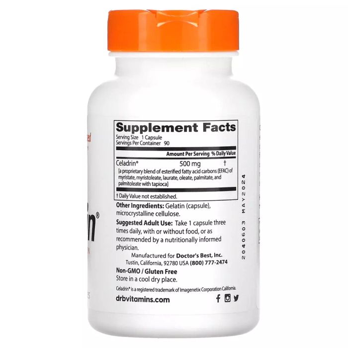 Целадрин 500 мг, Celadrin,  Doctor's Best, 90 капсул 2