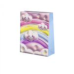 Пакет подарочный бумажный Alingar, (М) 18х23х10 см, вертикальный, "Радуга и облачка", мат. ламинация, тиснение голография, эфффект 3D, ассорти