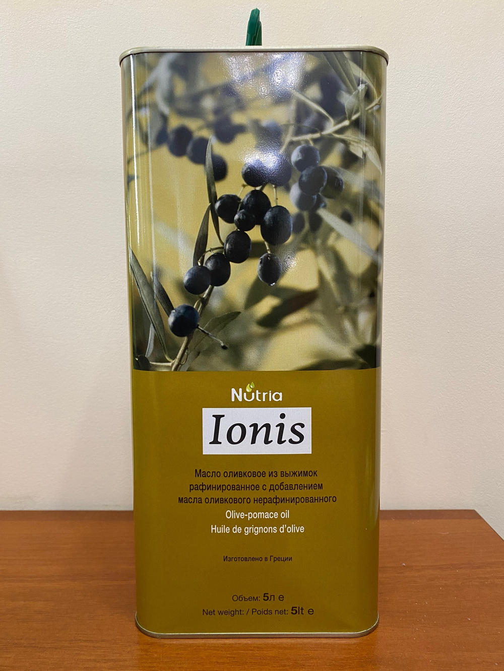 Оливковое масло греческое IONIS Для жарки Рафинированное (Pomace) 5 литров в жестяной канистре Греция