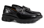 GUCCI Gucci Leather logo horse Collar buckle Loafers Men's Black