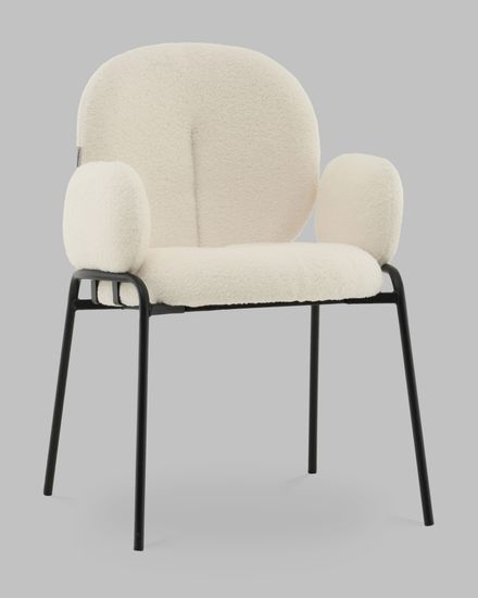 Стул с подлокотниками Molly букле молочный