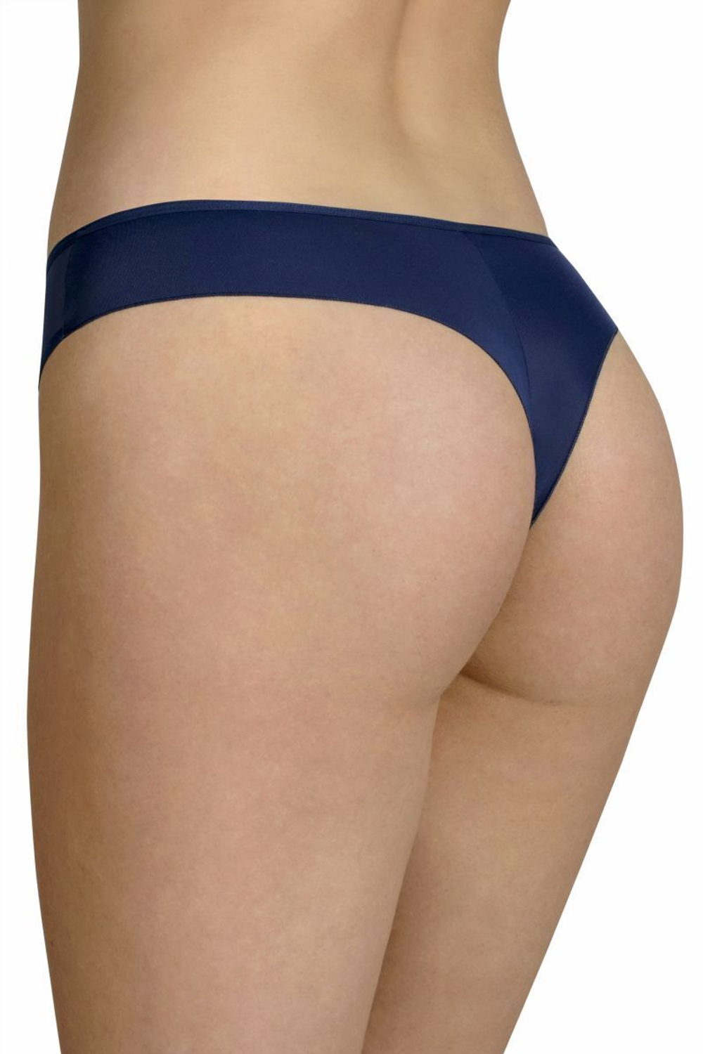 Трусики-бразилиана с кружевной вставкой по центру (Размер: XXL) (Цвет: грязно-синий)