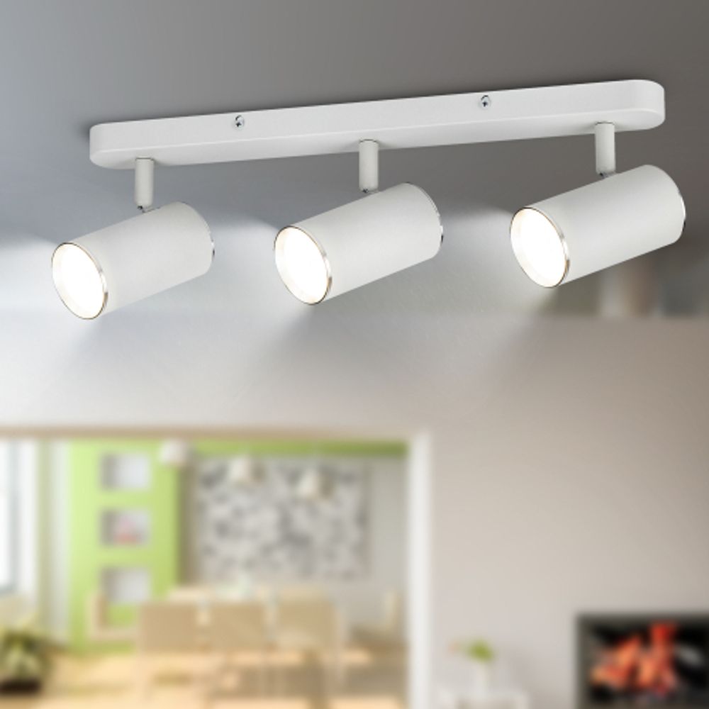 Светильник настенно-потолочный спот ЭРА OL35-3 WH MR16 GU10 IP20 белый хром | Накладные светильники