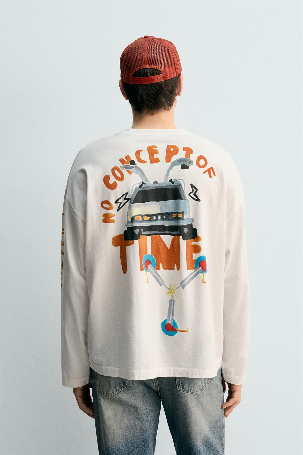ZARA X DYLAN´S T-SHIRT CLUB ФУТБОЛКА С ИЛЛЮСТРАЦИЕЙ BACK TO THE FUTURE© UCS LLC AND AMBLIN, БЕЛЫЙ