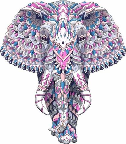 Панно настенное из дерева "Розовый слон" 50х46 см.