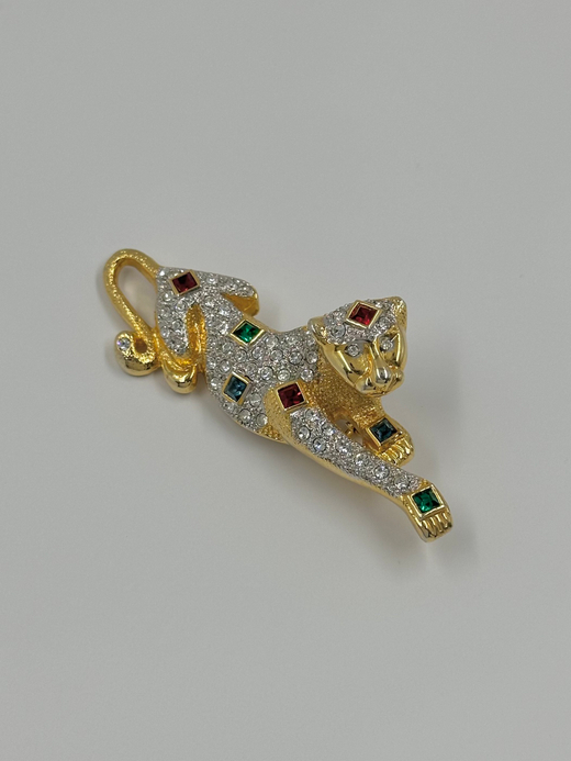 Брошь Пантера с кристаллами