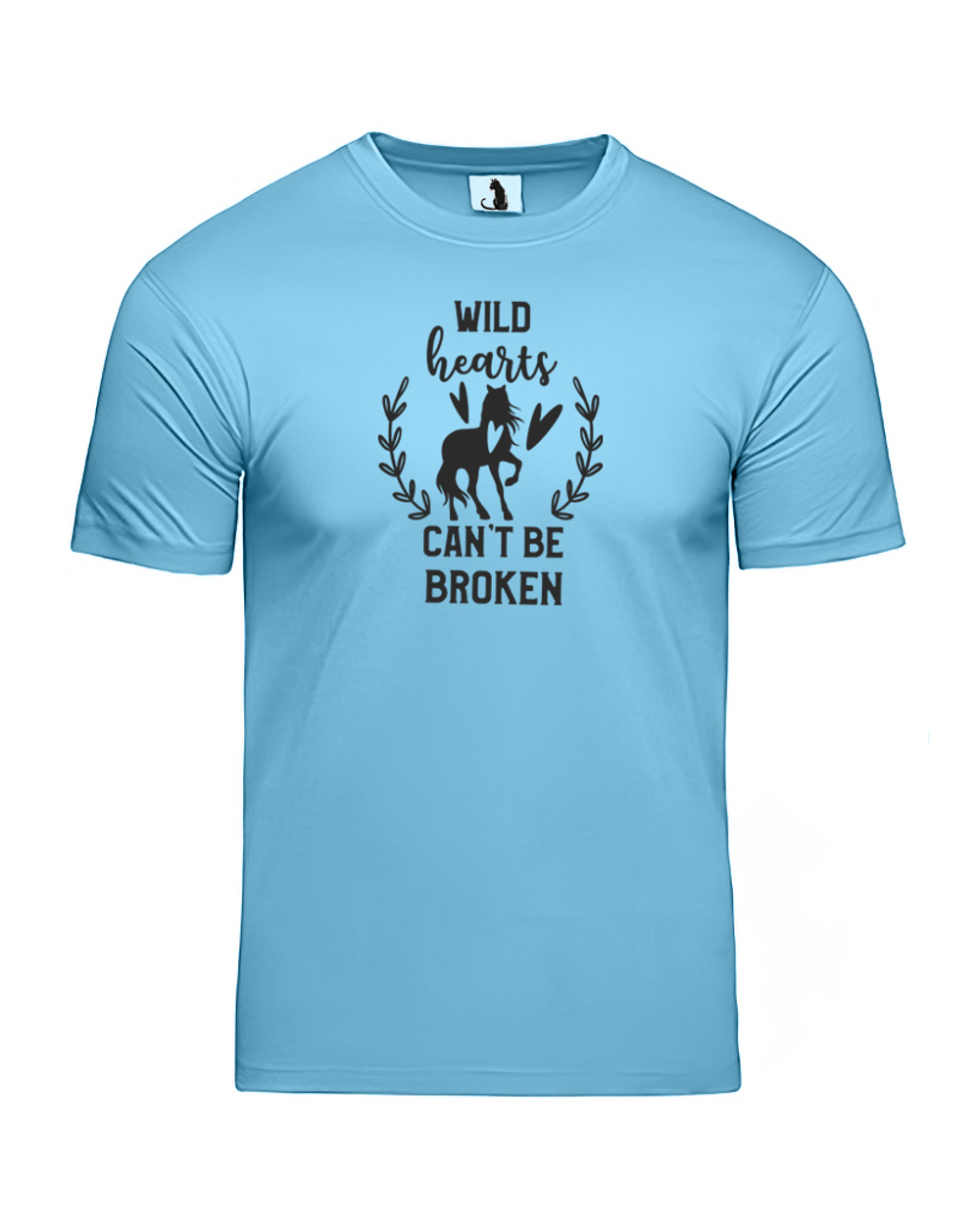 Футболка Wild hearts unisex голубая с черным рисунком