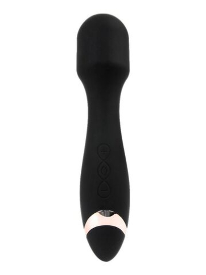 Черный силиконовый wand-вибратор - 18,5 см.