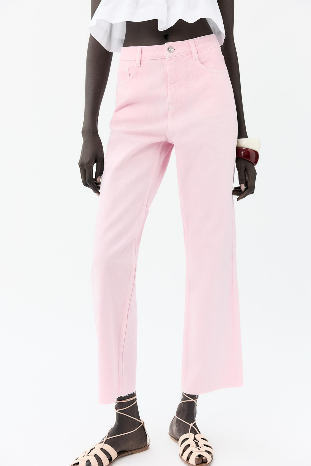 ZARA ДЖИНСЫ Z1975 STRAIGHT LEG HIGH WAIST, РОЗОВЫЙ