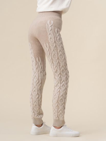 Женские брюки бежевого цвета из 100% кашемира - фото 4