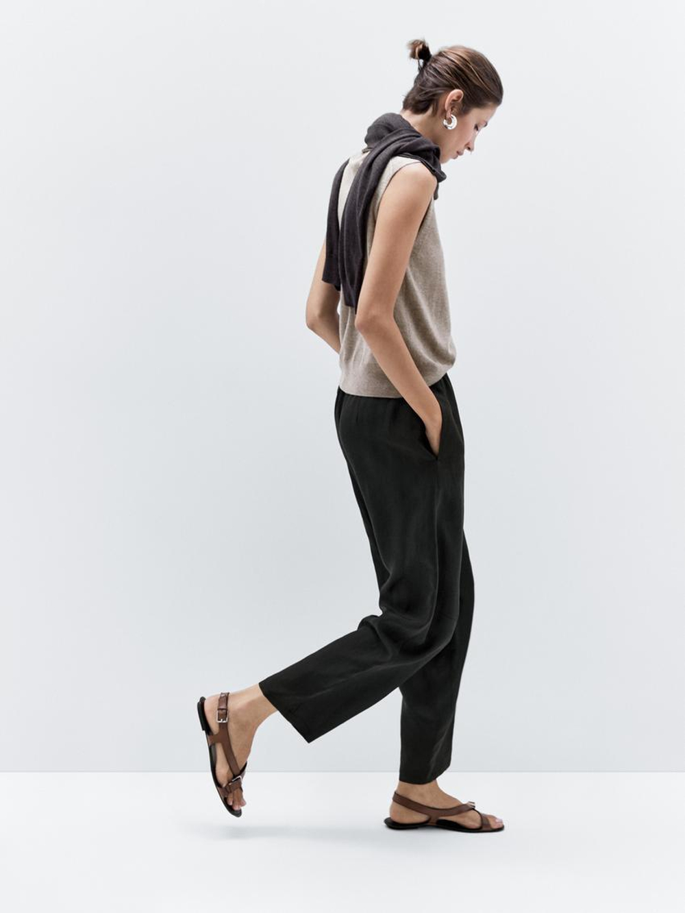 Massimo Dutti Укороченный жилет из смесовой шерсти с круглым вырезом, кротово-коричневый