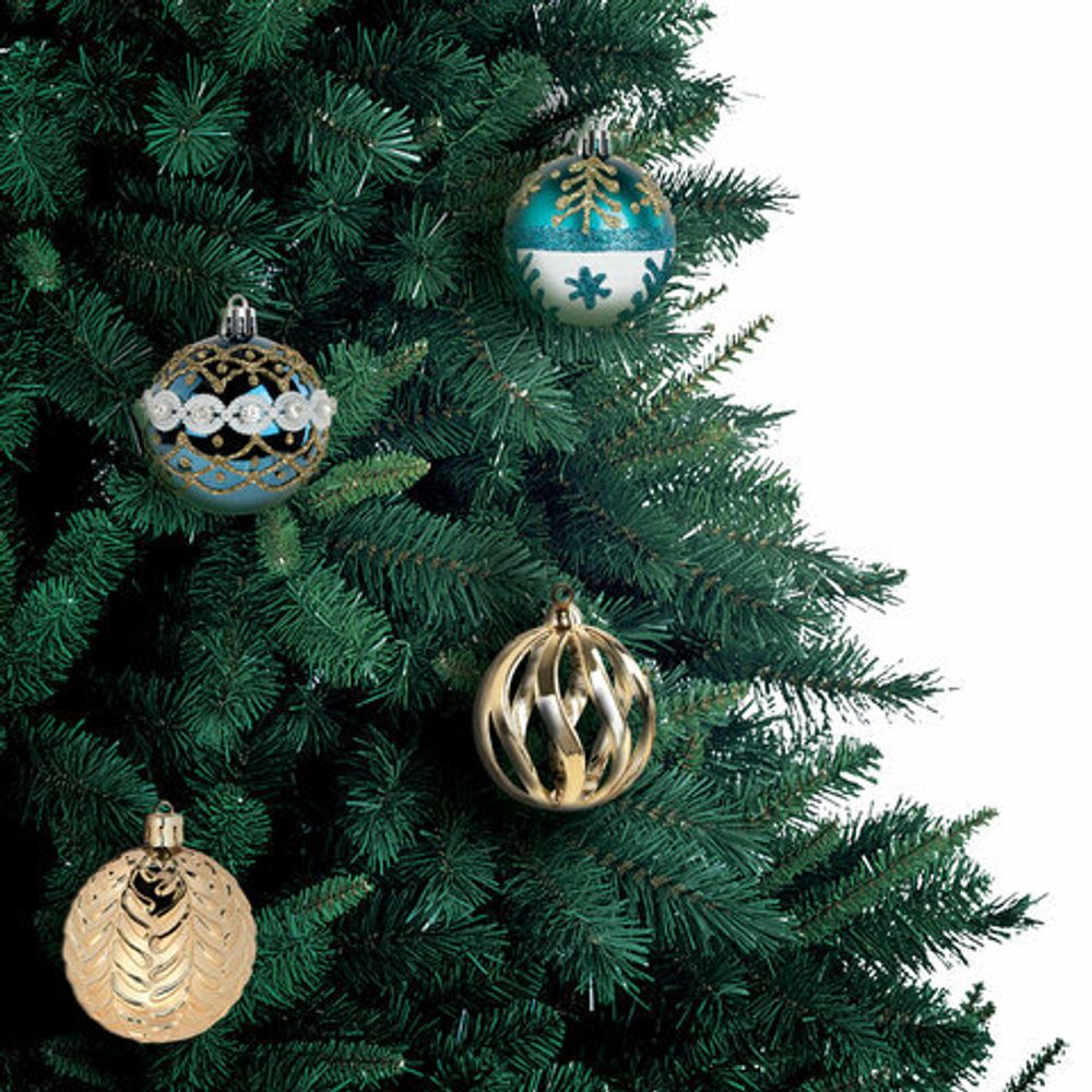 Шары ёлочные 12 шт., 6 см, "Frost Forest", пластик, бирюзовый/золото, ЗОЛОТАЯ СКАЗКА, 592176