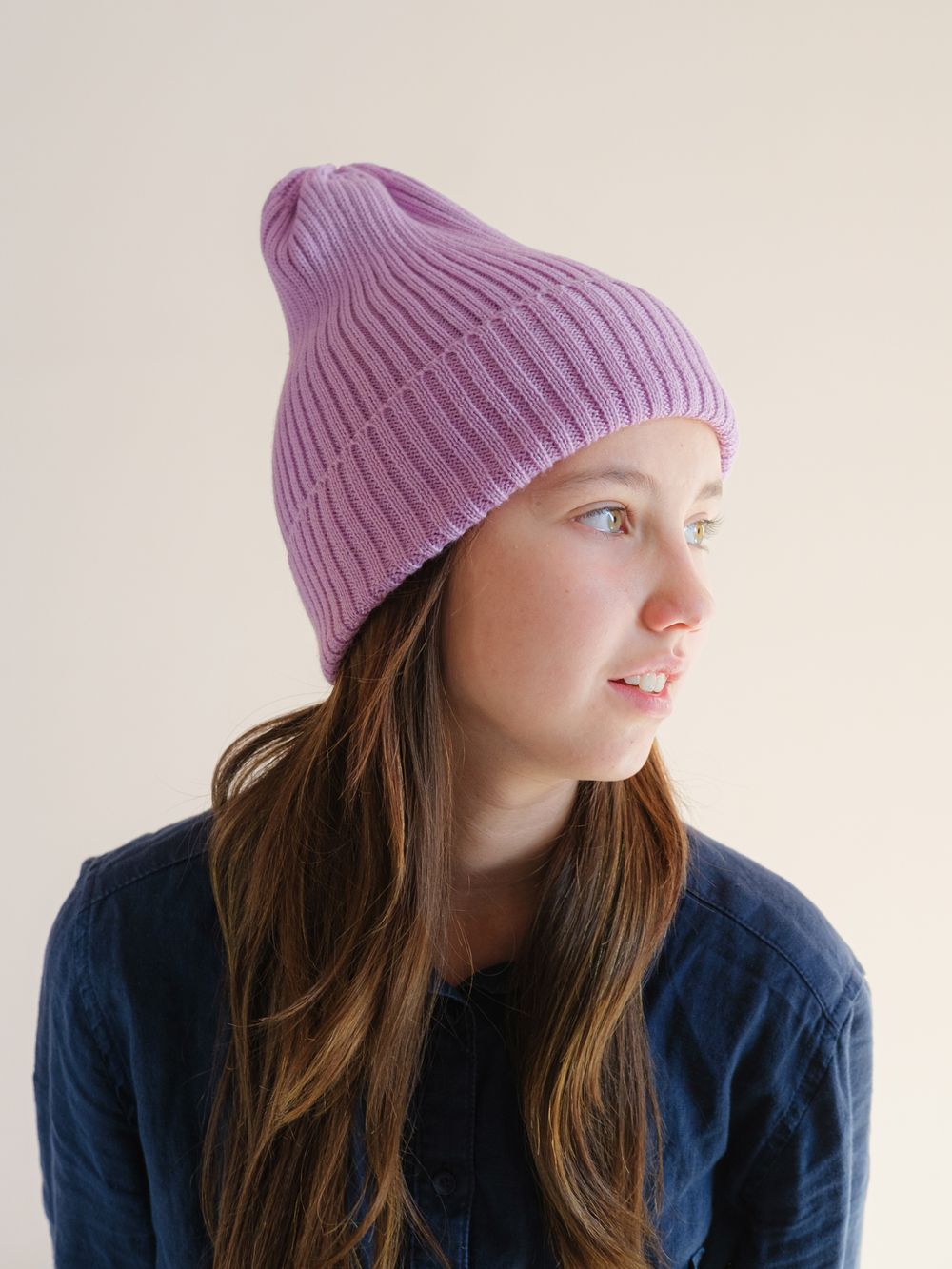 Шапка вязаная-резинка весенняя/осенняя КЭП(Лаванда)