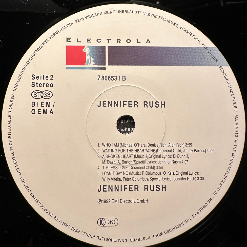 Jennifer Rush ‎– Jennifer Rush (Германия 1992г.)