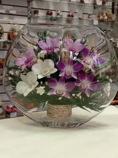 натуральные цветы в стекле, вакуум