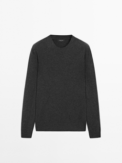 Massimo Dutti Свитер из смесовой шерсти с круглым вырезом, маренго