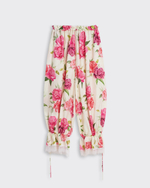 Брюки из вискозы с кружевной лентой розы молочный