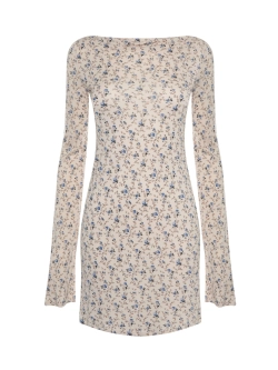 Платье мини LONG SLEEVE BLUE ROSE