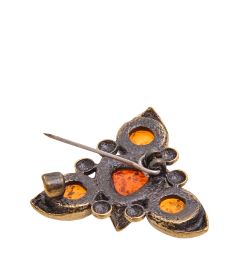 AM-3426 Брошь «Готика Трио» (латунь, янтарь)