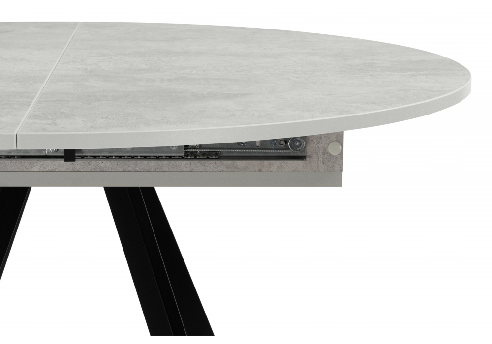 Стол деревянный Woodville Карпер 90(120) бетон метрополитан, черный матовый, ножки черные