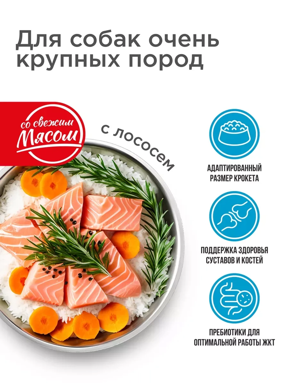 Корм для очень крупных собак, с лососем, 12 кг, для баланса.