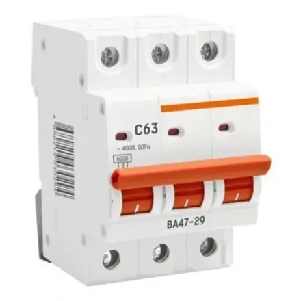 Автоматический выключатель ВА47-29 6кА, 3P 63А (C)