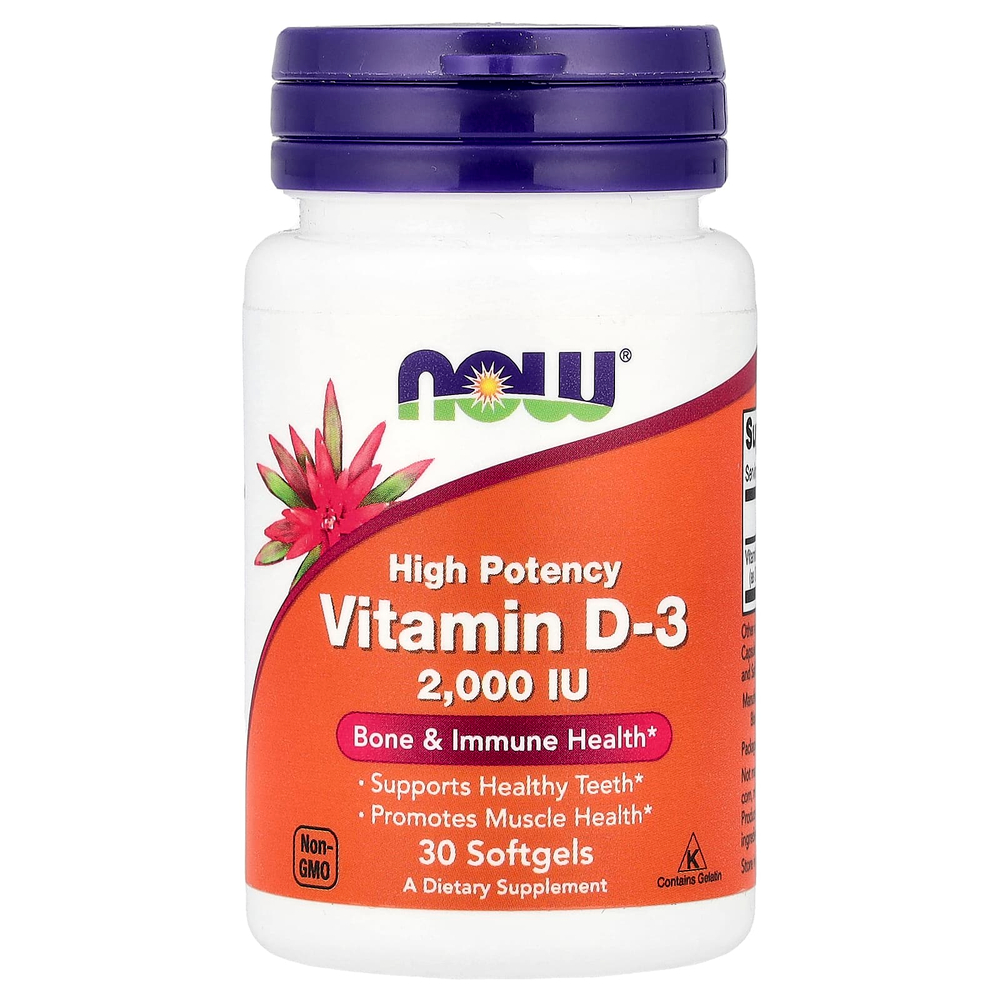 NOW Foods, витамин D3, 2000 МЕ, 30 капсул